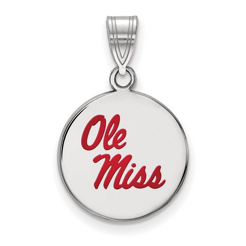 University of Mississippi Rebels Medium Disc Pendant in Sterling Silver 2.24 gr