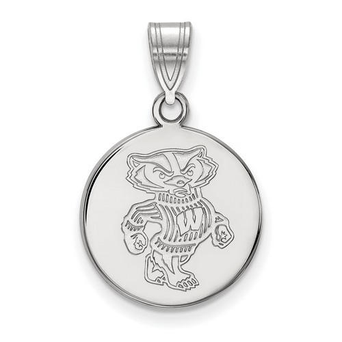 University of Wisconsin Badgers Medium Disc Pendant in Sterling Silver 2.32 gr