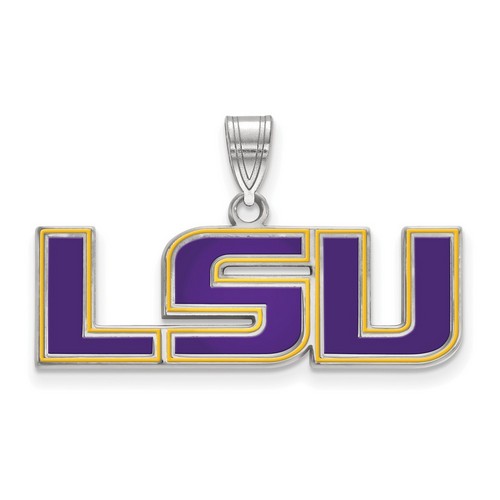 Louisiana State University LSU Tigers Medium Pendant in Sterling Silver 3.04 gr