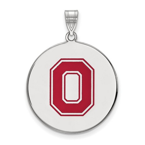 Ohio State University Buckeyes XL Disc Pendant in Sterling Silver 5.45 gr