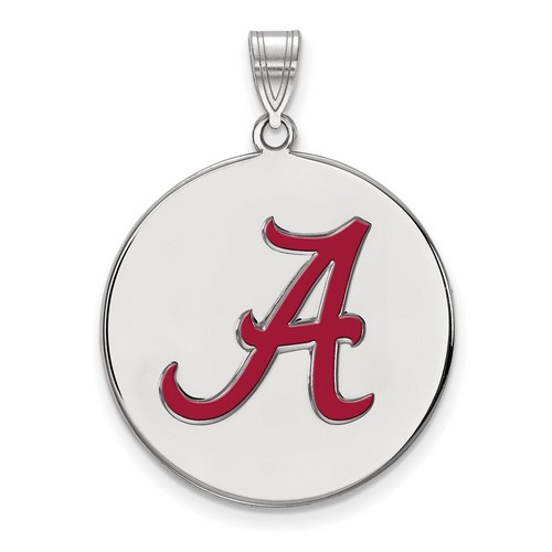 University of Alabama Crimson Tide XL Disc Pendant in Sterling Silver 5.49 gr