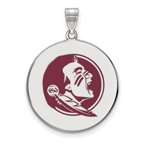 Florida State University Seminoles Large Disc Pendant in Sterling Silver 5.40 gr
