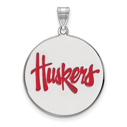 University of Nebraska Cornhuskers XL Disc Pendant in Sterling Silver 5.67 gr