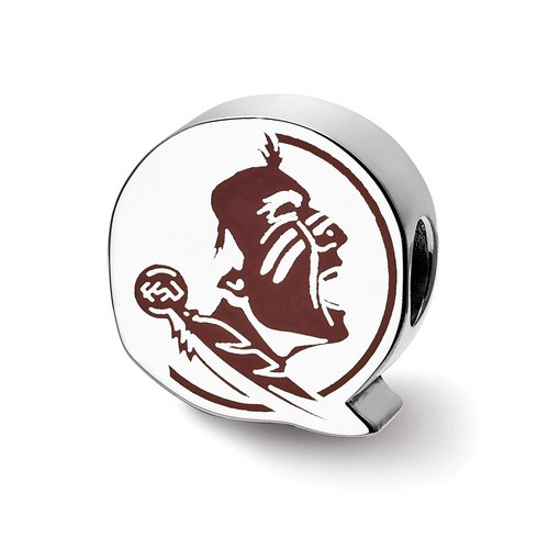 Florida State University Seminoles Maroon Mascot Logo Bead in Sterling Silver