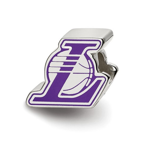 Los Angeles Lakers Purple Enameled Basketball Logo Bead in Sterling Silver