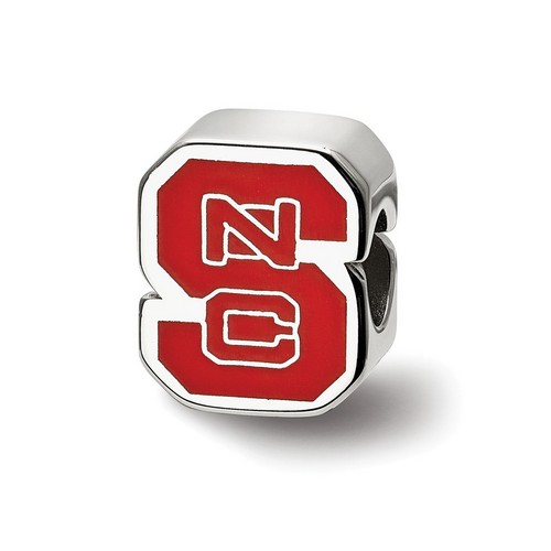 North Carolina State University Wolfpack Enameled Logo Bead in Sterling Silver