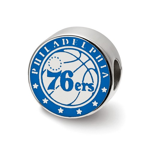 Philadelphia 76ers Round Blue Enameled Basketball Logo in Sterling Silver