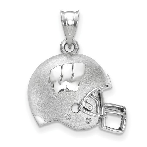 University of Wisconsin Badgers Sterling Silver 3D Football Helmet Logo Pendant