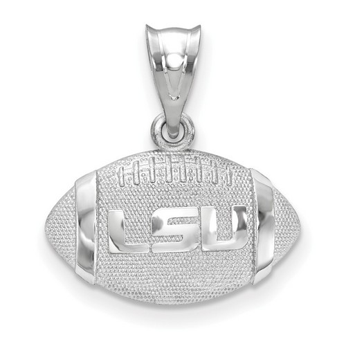 Louisiana State University LSU Tigers Sterling Silver 3D Football Logo Pendant