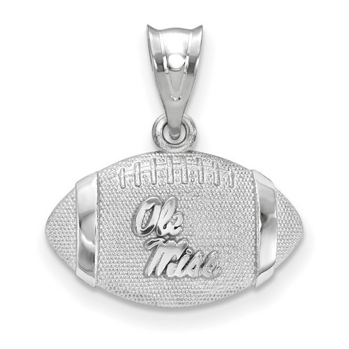 University of Mississippi Rebels 3D Football Logo Pendant in Sterling Silver